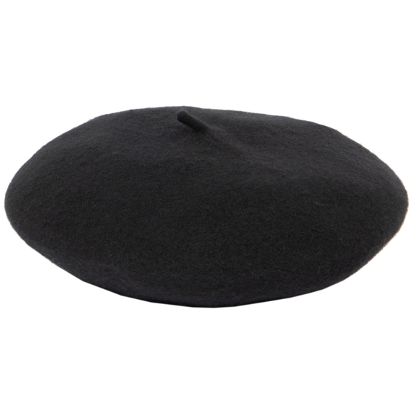 Black Wool Beret Parisian Hat - Picture 3 of 10